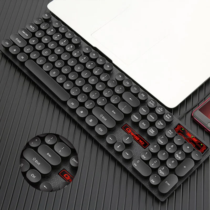 Игровая клавиатура с подсветкой в стиле стимпанк в стиле ретро, круглая/квадратная Кепка, usb-проводная светящаяся