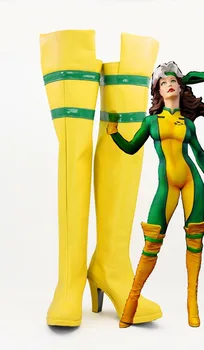 

X-Men Rogue Raven Darkholme Cosplay Boots Shoes Yellow Long Boots Custom Made