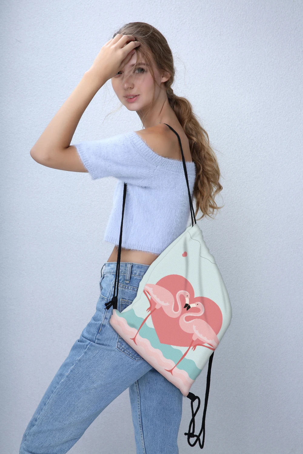 Deanfun 3D Печать Drawstring Сумка Фламинго пляжный рюкзак для путешествия 60076