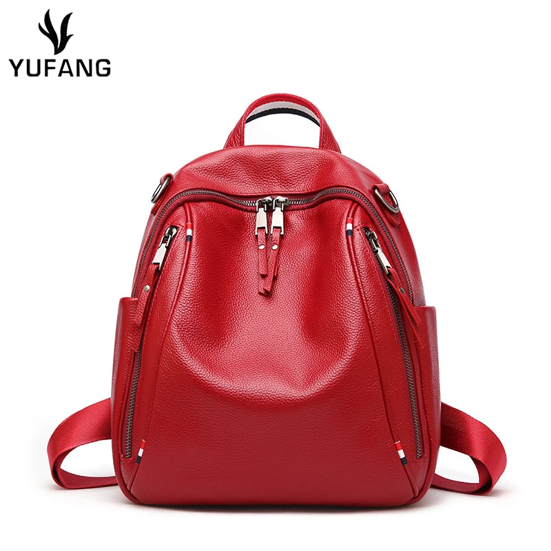 

YUFANG Backpack Women Genuine Leather Shoulder Bag Backpacks Ladies Teenage Girls Fashion Vintage School Bag Women's Rucksack