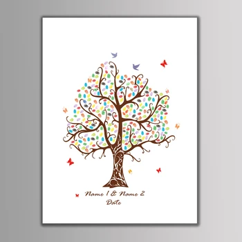 

Festival DIY Fingerprint Tree Signature Canvas Wedding Guest Book Wedding Decoration Party Souvenir With InkPad For Free