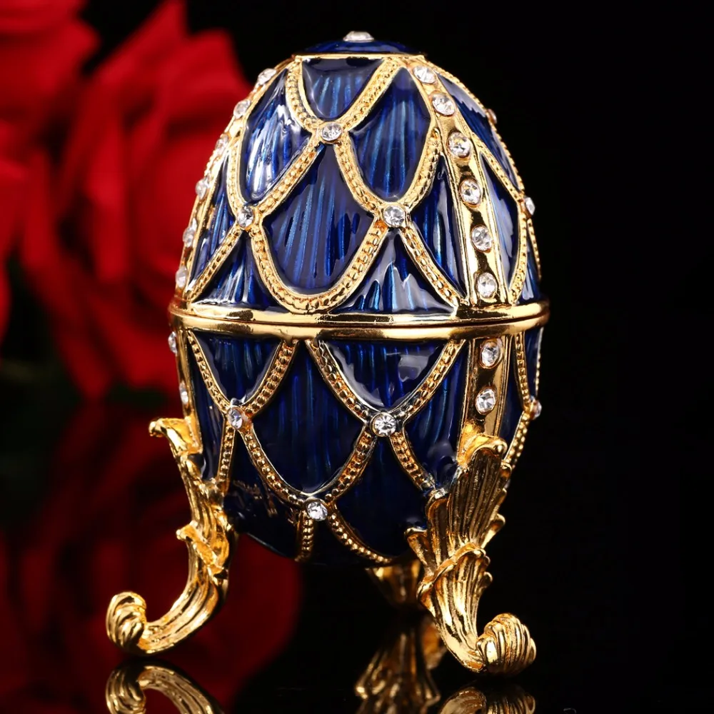 Qifu ручная работа синего цвета Faberge яйцо Подарочная коробка для хранения
