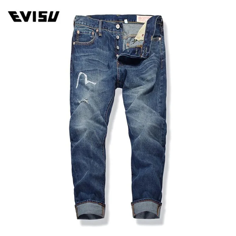 Evisu 2018 Men hipster jeans Casual Fashion Trousers Printing Men