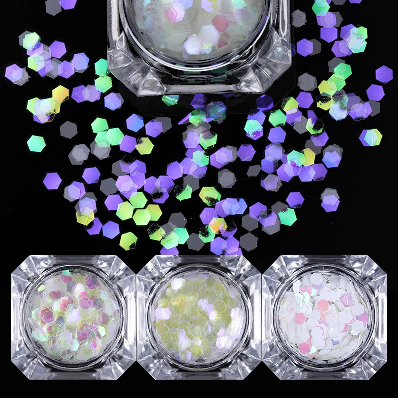 1 коробка разноцветные Блестки для ногтей шестиугольные Блестки 3 мм блестки для ногтей блёстки для ногтей художественное украшение маникюр DIY дизайн