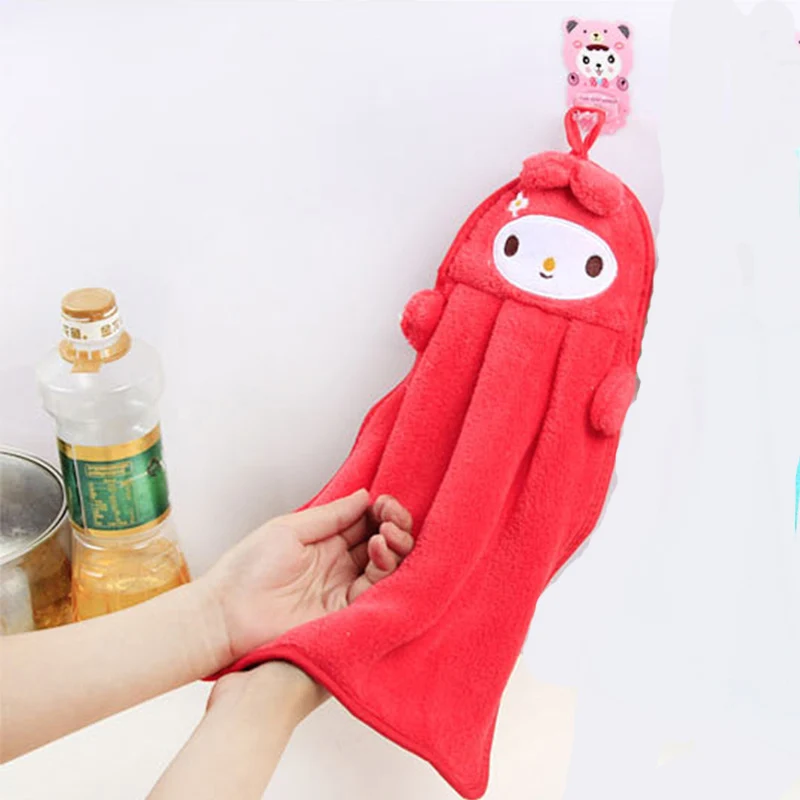 Детское мягкое плюшевое полотенце для ванной, детское полотенце для рук с мультяшным животным, подвешивающее полотенце для ванной комнаты, скидка 30 - Цвет: Red