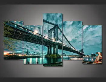 

Beautiful Brooklyn Manhattan Bridge Nightscape Wall Painting Charming Night Landscape Modular Wall Picture Painting By Numers