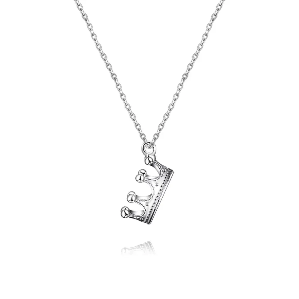

VOJEFEN Lovely 925 Sterling Silver 3D Crown Pendant Necklace Little Girls Beautiful Pendant Necklace