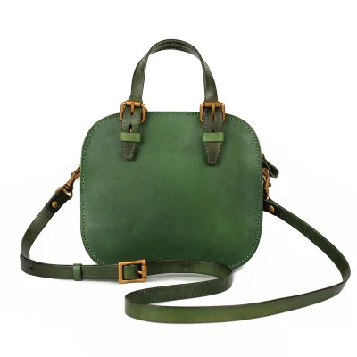 Женская милая маленькая сумка из натуральной кожи Женская Новинка винтажная сумка на одно плечо летняя зеленая коричневая сумка через плечо