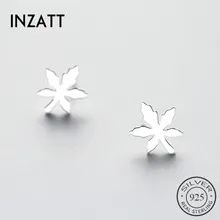 INZATT трендовые серьги-гвоздики из настоящего 925 пробы серебряного кленового листа для женщин, модные ювелирные аксессуары, подарки для растений