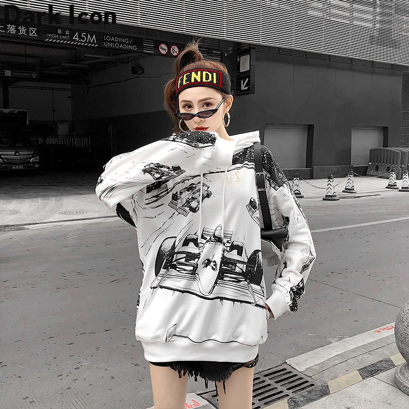 Karting Comics Full Printed Hip Hop Hoodie Women Pullover Women’s Sweatshirts and Hoodie Streetwear Clothing 2 Colors