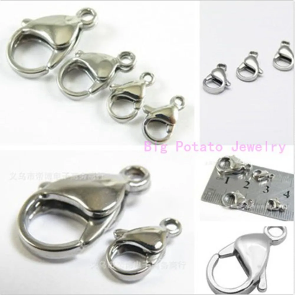 

Wholesale 9-22mm Wide 12-100pcs Free Choose Solid 316L Stainless Steel Silver Lobster Clasps DIY Findings Hot Selling