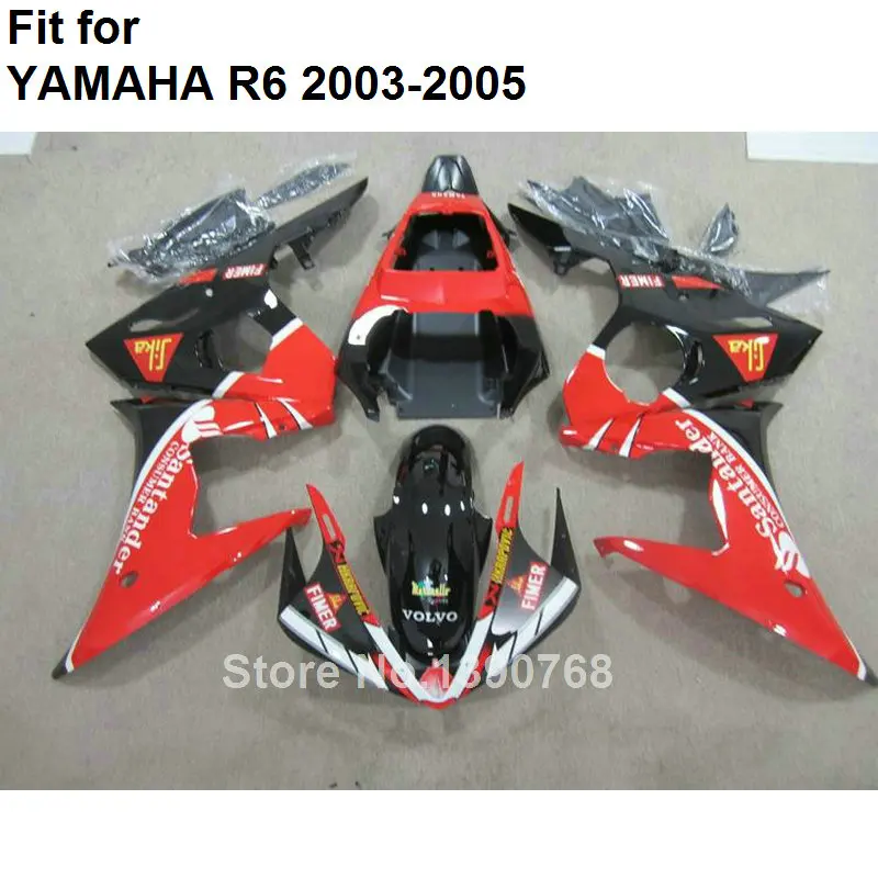 

New Hot Motorcycle Parts For YAMAHA Fairings YZF R6 2003 2004 2005 Red Black Body Kit Fairings R6 03 04 05 HZ90