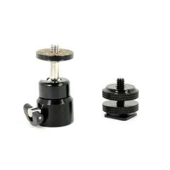 

Mini Ball Head with Lock and Hot Shoe Adapter Camera Cradle for use with DLSR Camera. Easily attach a Phone Mount, Flash, Trigge