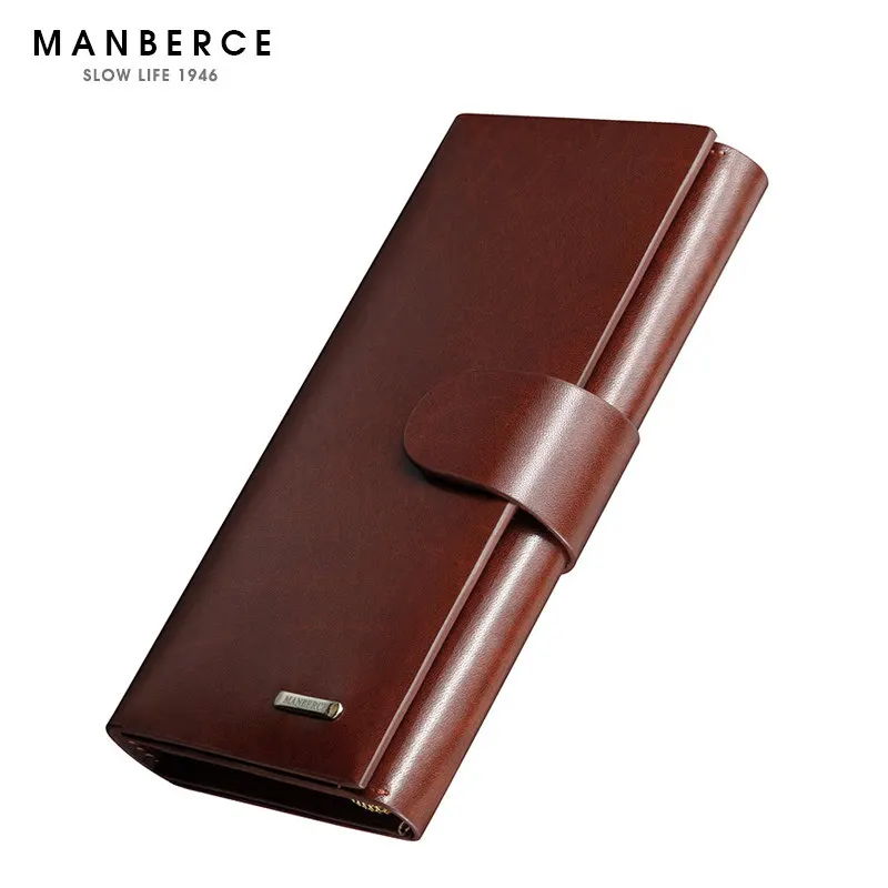

MANBERCE Men Wallets Brand Mens Wallet Leather Genuine Men's Purse Clutch Bags High Quality Cowhide Credit Card Holder
