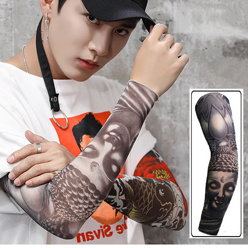 Fashion 19 Styles Tattoo Sleeve Men Women Outdoor Sport Uv Arm Hand