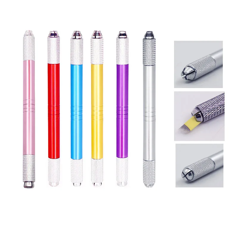 

Manual Double Stainless Tattoo Pen Microblading Permanent makeup Eyebrow Tools 2 Usage For Flat or Round Needles