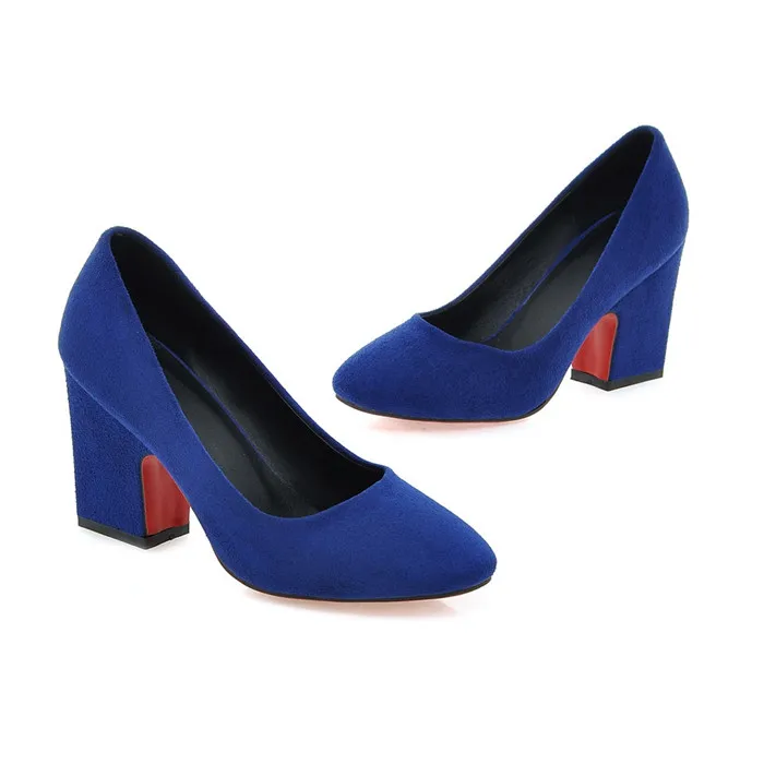 Meotina/Женская обувь г. Дизайнерские женские туфли-лодочки Женская рабочая обувь на высоком каблуке с квадратным носком, большие размеры 34-43 высокий толстый каблук, синий, серый - Цвет: Синий