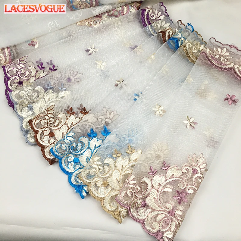 

Mesh lace trims 13meters 30cm Curtain lace accessories Patchwork Sewing Embroidered mesh Lace Ribbon Lace canvas LAVO269