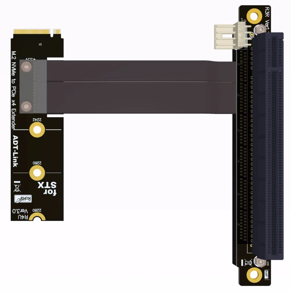 M.2 NVMe M ключ к PCIe x4 x16 удлинитель адаптер 90 градусов угловой для STX материнская