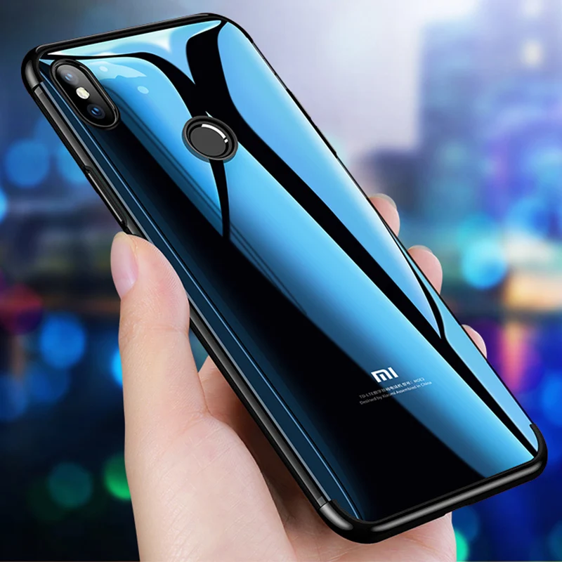 Ультратонкий Мягкий ТПУ чехол для Xiaomi Mi 9 SE Honor 8 Lite A1 A2 RedMi S2 Note 7 Pro 5 Plus 6A 5A премьер Глобальный силиконовый чехол с металлическим эффектом - Цвет: Черный