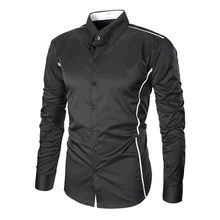 Новинка, модные весенне-осенние тонкие деловые рубашки в полоску для молодых мужчин, мужские рубашки