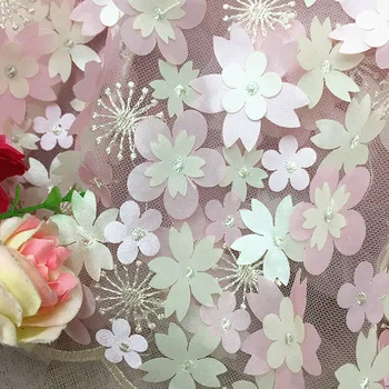 

90*150cm 3D Flower Embroideried Lace Mesh Fabric for Dresses Fahion Clothing