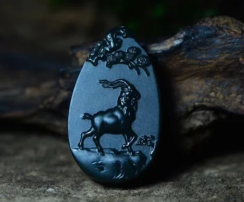 

Natural Xinjiang Hetian jade green first grade fine material Zodiac sheep Pendant hp384#