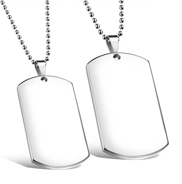 

Custom Rectangular Square Card Smooth Necklace With Bead Chain For Boy Girl Fashion Stainless Steel Chain Couple Jewelry GX1096