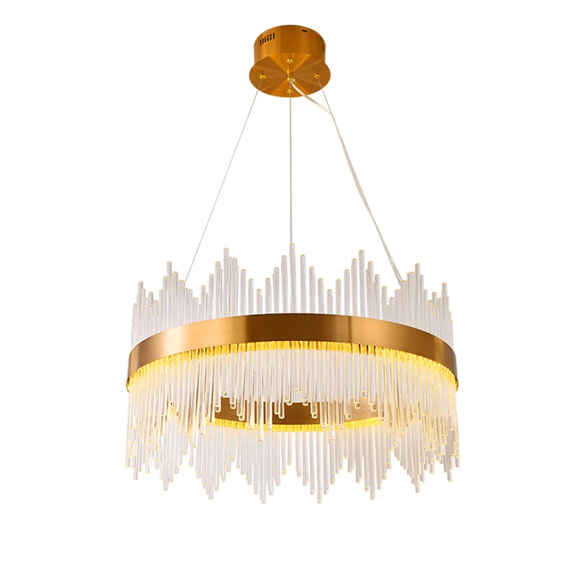 Роскошный D55/65/85 см 45/55/75 Вт LED теплый белый круглый железный стеклянный подвесной