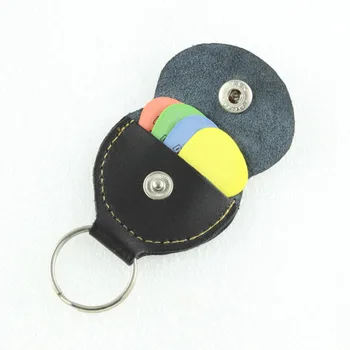 

Top Quality Guitar Pick Holder Genuine Leather Guitarra Plectrum Case Bag Keychain Shape Guitar Accessories