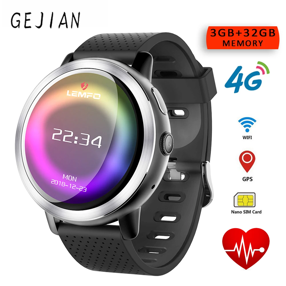 

GEJIAN LEM8 Android 7.1 Smartwatch 3GB+32GB Dual 4G 1.39" AMOLED WIFI GPS Sim IP67 Waterproof with camera Smart Watch Men Women