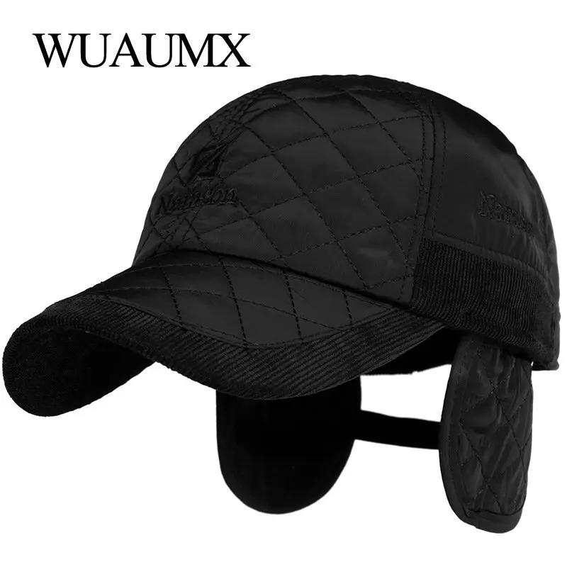 Мужские бейсболки с ушками Wuaumx теплая Плотная хлопковая бейсболка на осень и
