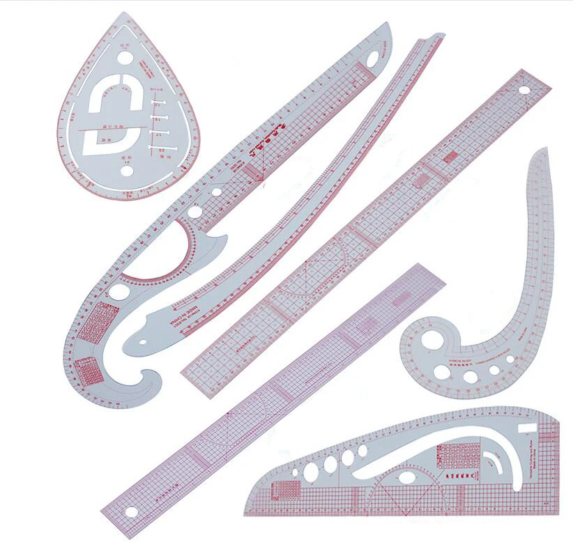 

7pcs Multi Function Curve Ruler Drawing Line Straight Sewing Clothing Design Rulers For Designers Tailors Pattern Making Mayitr