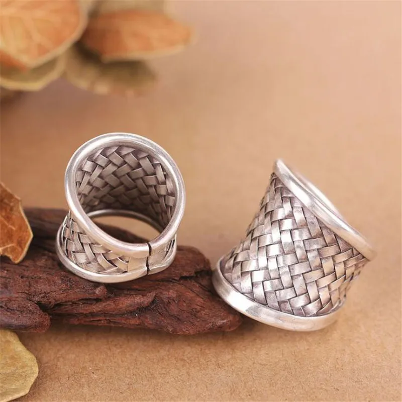 

1pcs New Fashion 22mm Width Silver Ring Men Women Solid 925 Sterling Silver Ring Braided Woven Ring Personalized Silver Jewelry