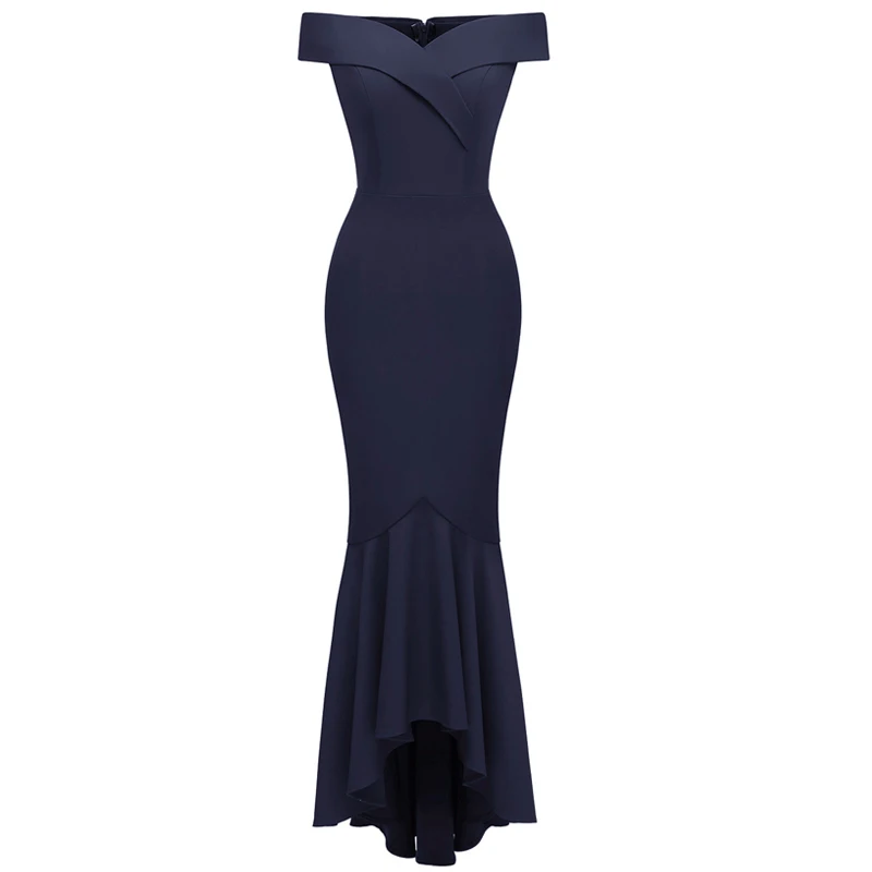 Элегантная женская Свадебная вечеринка платье с открытыми плечами, с открытыми плечами; с эластичной резинкой для свадебное праздничное платье для девочек, vestidos de fiesta - Цвет: winn blue