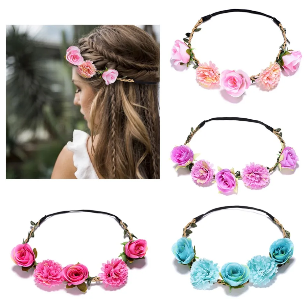 Blumen-Brötchen-Girlande Blumenkopf-Knoten-Haar-Spitze Scrunchie-Band elastische