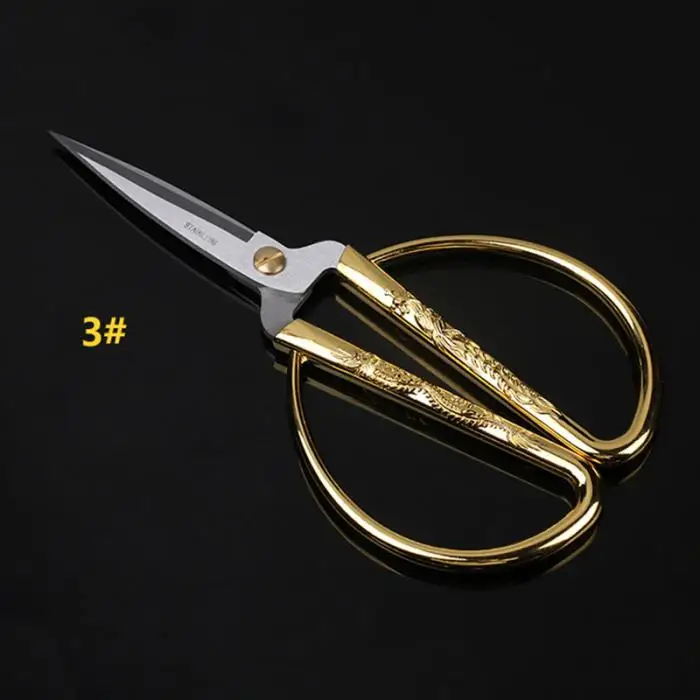 HOT Scissors Stainless Steel Carved Gold Tone Dragon For Needlework Party Sewing Dressmaker TI99