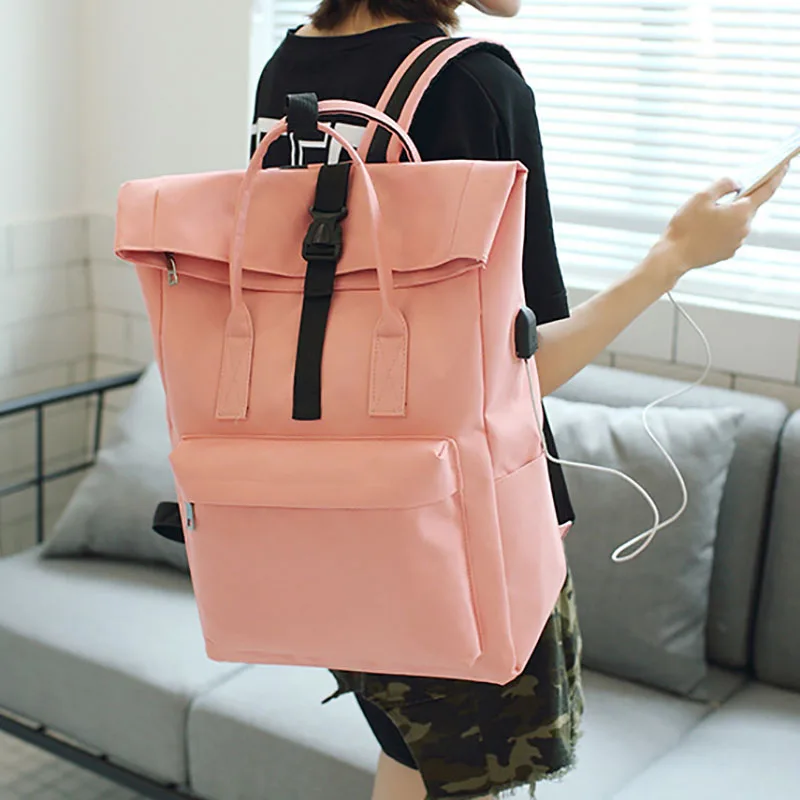 Женский рюкзак из парусины с внешним usb зарядным устройством мужской Mochila Escolar для