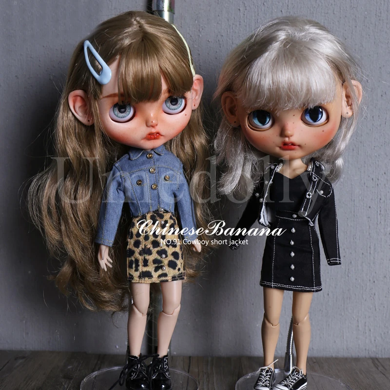 Модное джинсовое пальто в ковбойском стиле; юбка с леопардовым принтом для Blythes, Azone S, OB24; аксессуары для одежды