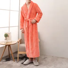 Парные женские халаты с поясом мягкий коралловый флис теплый длинный халат плюшевое кимоно Ночная рубашка зимний халат для спа с карманом