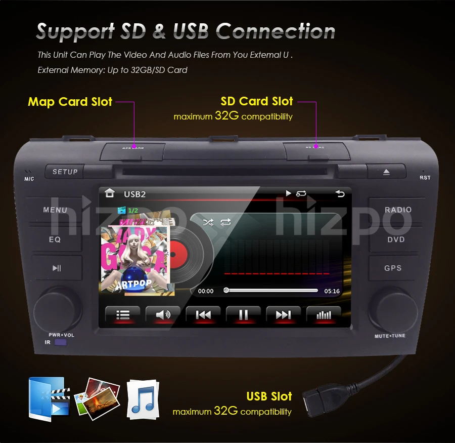 Perfect 7 "Double 2 Din Car DVD Player AutoRadio for Mazda 3 2004-2009 Head Unit with GPS Bluetooth, USB, CD, 3G Navigation Free Camera 12