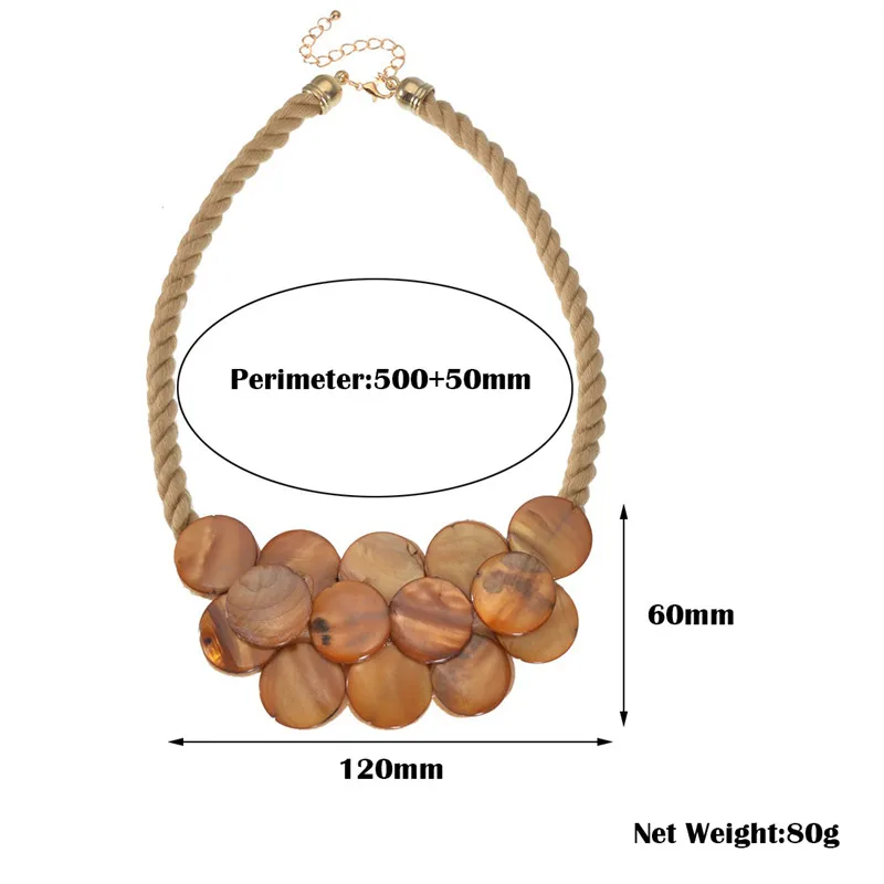 5 цветов, Большая подвеска, ожерелье, пеньковая веревка, цепочка, массивные ожерелья на заказ, женские летние ювелирные изделия, collares de moda kolye