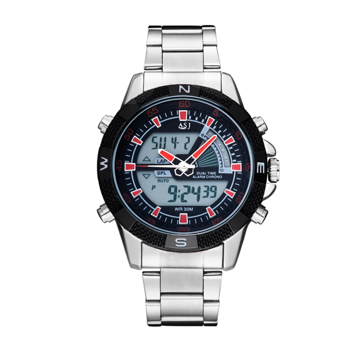 

ASJ Sport Watch Waterproof Men's Multifunction Army Watches Military Digital Analog Quartz LED Steel Fashion Casual Wristwatch