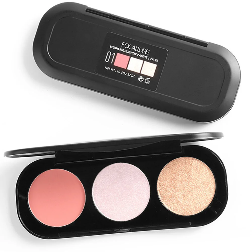 Blush&Highlighter Palette 3 Colors Face Matte Highlighter Powder
