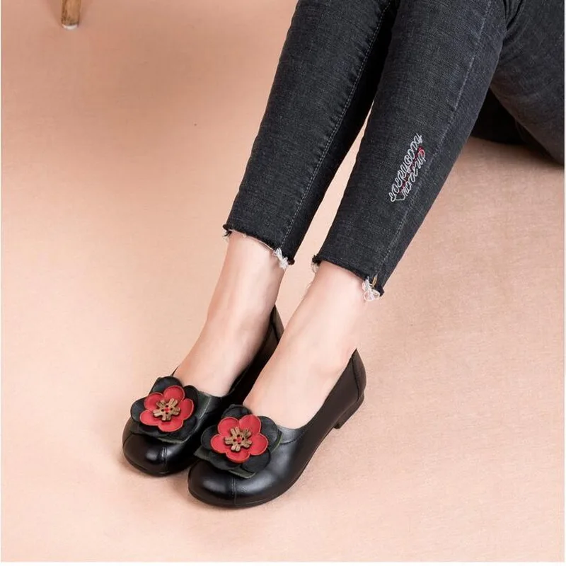 RUSHIMAN Handgemachte Schuhe Frau Echtem Leder Flache Schuhe Mode Faulenzer Weibliche Casual Schuhe Frauen Wohnungen Plus Größe 35-41