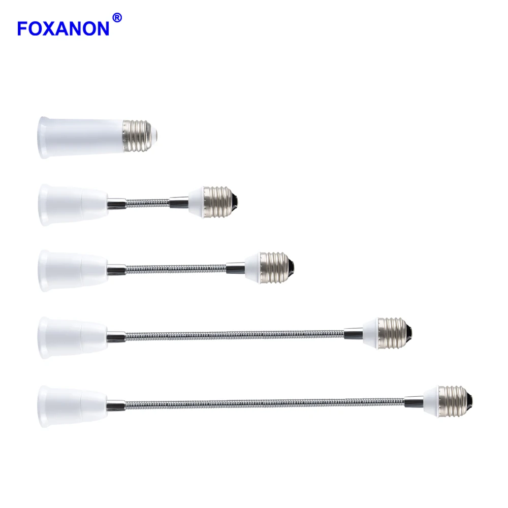 Удлинитель для светодиодной лампы Foxanon гибкий переходник с цоколем E27 на 6 см 9 15 20 30 35 60 см|Цоколи лампы| |