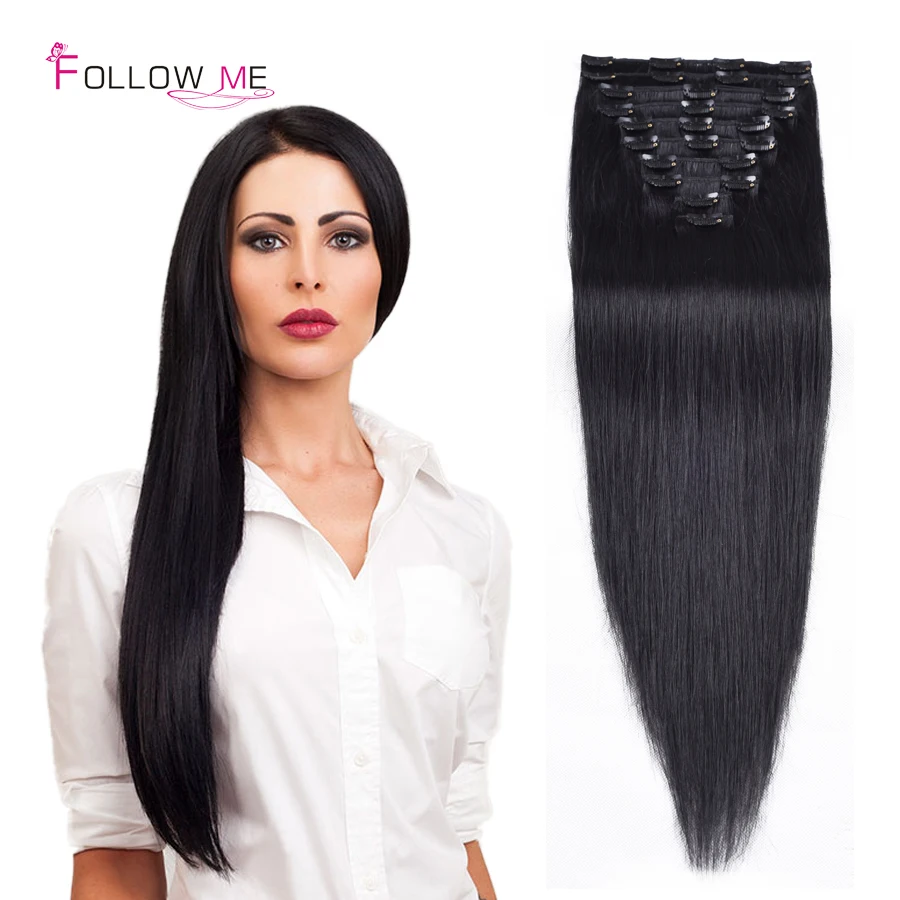 Clip In Human font b Hair b font Extensions font b Straight b font font b