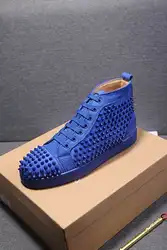 Мужская обувь 2019 Элитный бренд звезда Высокая помощь со стразами кожа пара Повседневная мода туфли без каблуков с заклёпками Большие