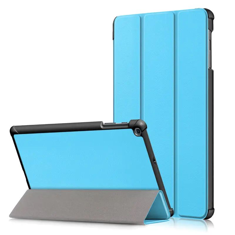 Чехол для samsung Galaxy Tab A 10,1 T510 T515 SM-T510 SM-T515, тонкий магнитный складной чехол-подставка из искусственной кожи+ подарок - Цвет: Sky blue