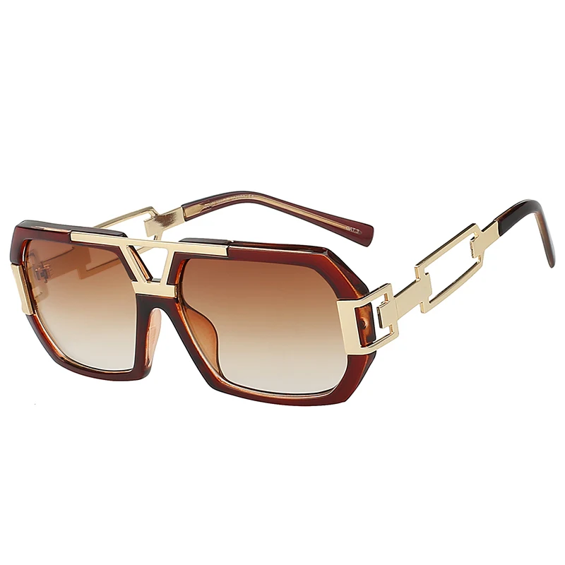 Новинка, квадратные мужские модные солнцезащитные очки, большая оправа для мужчин, s солнцезащитные очки, фирменный дизайн, градиентные очки, gafas de sol hombre - Цвет линз: Brown w brown lens
